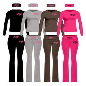 2026 Two Pieces <strong>Clothing</strong> Tall Girl Friendly Plus Size Raglan Long Sleeve Brown Loungewear Headband Womens Sets for Winter - Product Image 1