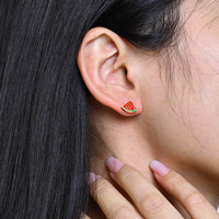 Fanke Simple Watermelon Four-Leaf Grass Flower Daisy Stud Earrings Stainless Steel ZIRCON Women's Trendy Cross-Border Jewelry