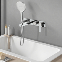 Ensemble de robinet de douche encastré à 2 voies en laiton de haute qualité finition de surface chromée système de pommeau de douche à effet pluie Jet pour hôtels