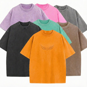 Camiseta de Algodón de Manga Corta Oversize con Logotipo de Ala en Relieve en la Parte Delantera, Color Sólido, Cuello Redondo, Estilo Casual para Hombre - Product Image 4