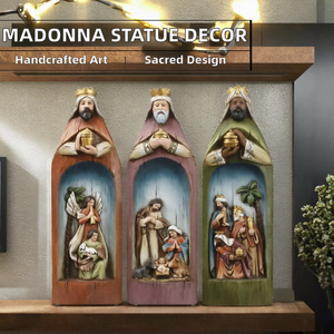 Religiöses Harz-Krippenfiguren-Set: Madonna, Weisen, Engel – Skulptur-Dekoration für Zuhause und als Weihnachtsgeschenk - Product Image 2