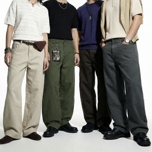 <span class=keywords><strong>กางเกง</strong></span>ขายาวลำลองทรงหลวมสไตล์วินเทจสีพื้นแบบทวิสต์ซีม  รับผลิตแบบ OEM ODM พร้อมปักโลโก้ตามสั่ง ขายส่งสำหรับผู้ชาย - Product Image 1