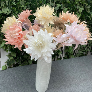 Mur floral artificiel réaliste en tissu brossé, 2 têtes, motif <span class=keywords><strong>lotus</strong></span> des neiges alpin, pour fond de salle de mariage et décoration de salon - Product Image 1