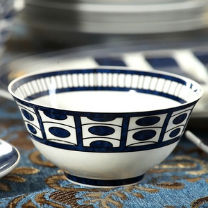 Ensemble de vaisselle de 58 pièces, ustensiles de cuisine, couverts, service de vaisselle en porcelaine, vente en gros, kit de tasses bleues minimalistes en céramique de style occidental - Product Image 5