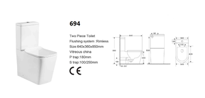 Inodoro cuadrado con cierre acoplado con asiento de cierre suave de urea, WC de doble descarga en blanco y negro mate Calidad europea - Product Image 5