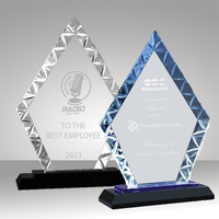 Trophée personnalisé en acrylique de forme diamant avec bord biseauté pour la reconnaissance des employés, souvenir d'entreprise, cadeau décoratif