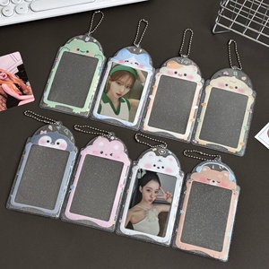 Porte-cartes personnalisé Kpop transparent avec paillettes, mignon, grenouille, <span class=keywords><strong>pingouin</strong></span>, 3 pouces, PVC, pour étudiantes, cœur, petit porte-cartes, rangement de cartes aléatoires. - Product Image 3