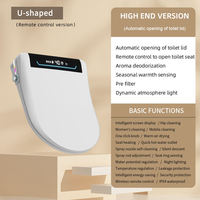 Siège de bidet intelligent en ABS en forme de U et en forme de V, certifié CE IPX4, avec chauffage du siège, réglage de la température de l'eau, lavage des hanches et télécommande
