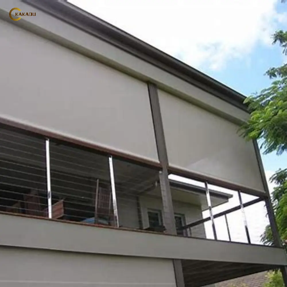 KAKADU-Rideaux motorisés en polyester pour rideaux d'extérieur étanches, avec fermeture éclair, pour fenêtres, automatique et à distance