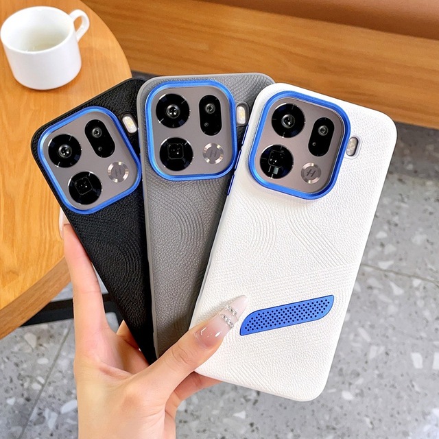 PC Back Case Soft TPU Shockproof Frame Silicone Faux Leather Designing Case for OPPO Find X9 Pro X8/X9 Ultra for Reno 15pro