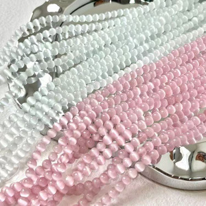 Perles en pierre œil de chat rouge vif, 6mm, 8mm, 10mm, roses et blanches, rondes, en vrac, pour la fabrication de bijoux, bracelets, colliers - Product Image 1