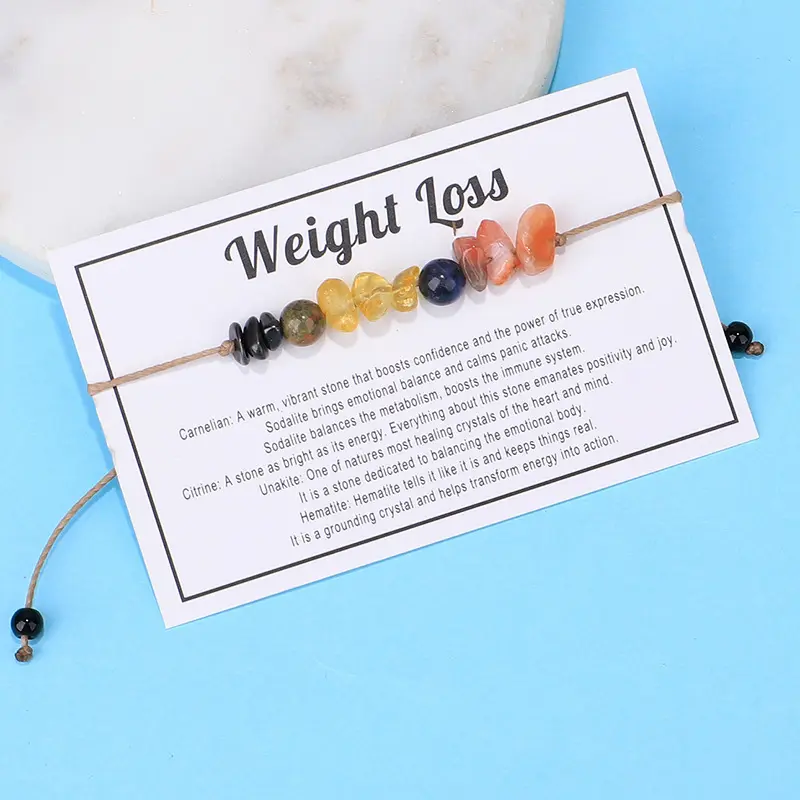 New Crushed Stone Hematite Bracelet Creative Topaz Stone Beaded Wax String Loose Weight Meaning Bracelet For Women And Men