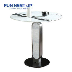 Vui vẻ tổ ý trong nhà thép không gỉ sang trọng Bàn cà phê hiện đại đá cẩm thạch hàng đầu Bàn cà phê đặt nhà Bàn cà phê tròn - Product Image 5