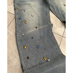 <span class=keywords><strong>Pantaloni</strong></span> da <span class=keywords><strong>Cargo</strong></span> <span class=keywords><strong>larghi</strong></span> Unisex <span class=keywords><strong>pantaloni</strong></span> da <span class=keywords><strong>Cargo</strong></span> con doppio ginocchio Denim da <span class=keywords><strong>uomo</strong></span> - Product Image 3