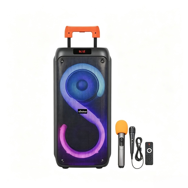 Outdoor Trolley Bt Speaker 40W Power Dual 8 Inch RGB Gradient S Light 7.4V 3600mAh TWS FM USB TF Play Equipped Mics & 9V Adapter