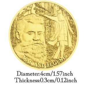 Homem australiano e lenda Ned Kelly (1855-1880) lembrança banhada a ouro colecionável moeda comemorativa em relevo baixo - Product Image 3