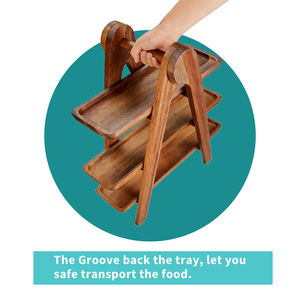 Bandeja <span class=keywords><strong>de</strong></span> Servir Plegable <span class=keywords><strong>de</strong></span> Madera <span class=keywords><strong>de</strong></span> Acacia <span class=keywords><strong>de</strong></span> 3 Niveles con 3 Platos Desmontables - Product Image 3