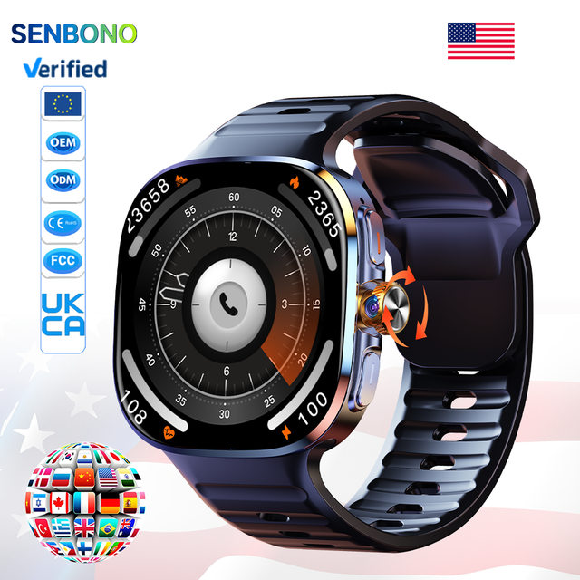 SENBONO M99 4G Smartwatch 2.16-inch AMOLED IP67 Wi-Fi GPS SIM NFC Flashlight Sports Outdoor Android AI Voice Assistant Large