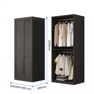 Système de placard métallique haut de gamme noir et blanc, armoire modulaire en acier pour chambre à coucher avec panneaux texturés 3D pour projets <span class=keywords><strong>d</strong></span>'appartements et de villas - Product Image 3