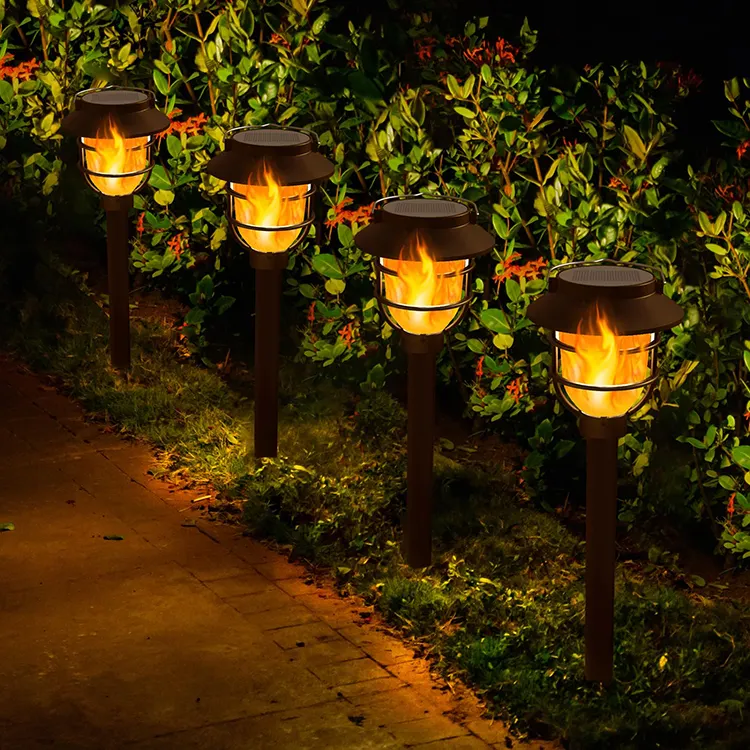 Lumières de jardin solaires lumineuses avec LED blanc chaud marche/arrêt automatique lumières de chemin étanches pour allée de cour patio