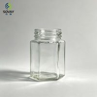 Pot alimentaire en verre hexagonal mince à col fileté 7,3*4,8 cm 100 ml – Contenant transparent polyvalent pour la maison et la vente en gros commerciale
