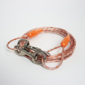 Laisse de chien en acier inoxydable durable enduite de PVC poignée souple extérieure forte Double attache câble pivotant pour grande race - Product Image 1