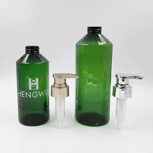 زجاجة مخصصة فارغة فاخرة ٥٠٠ مل ٧٥٠ مل جديدة خضراء من البلاستيك للبيع بالجملة من بلاستيك بي إي تي زجاجة جل استحمام بمضخة لوشن