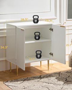Buffet Buffet <span class=keywords><strong>en</strong></span> <span class=keywords><strong>Bois</strong></span> Cannelé Blanc avec Finition Thermoformée Table <span class=keywords><strong>Console</strong></span> avec Rangement pour Salon - Product Image 2