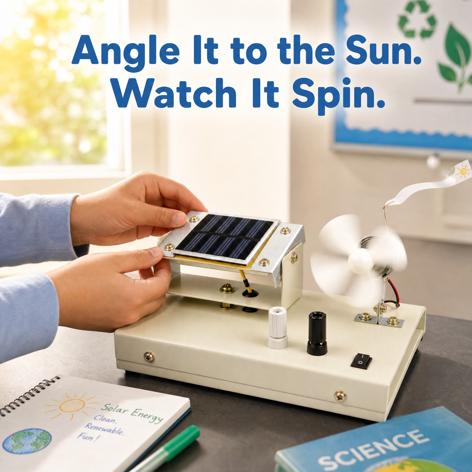 Solar Energy Demonstrator Solar Cell Kit Photovoltaic Panel Mini Motor Fan Output Terminals External Load Renewable Energy Lab · image 4