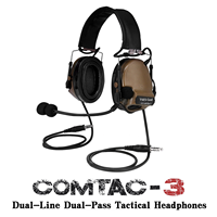 Casque de communication tactique COMTAC3 C3 à double canal avec microphone antibruit, étanche IPX-5, son Hi-Fi, pour le tir