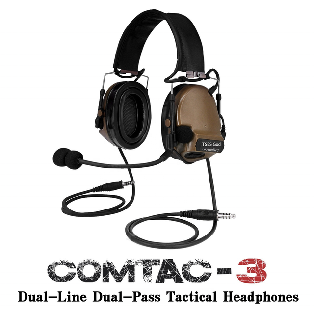 COMTAC3 C3 Dual-channel Microphone Noise-cancelling Tactical Communication Ear Waterproof IPX-5 Hi-Fi Sound Headphones Shooting