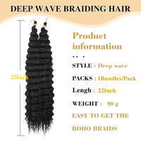 Rambut Crochet Deep Wave Gaya BOHO Single Weft Serat Tahan Panas 24 inci 28 inci Ekstensi Kepang Sintetis Ocean Wave