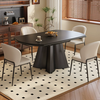 Table à manger et chaises en pierre frittée de style italien minimaliste, luxe léger, entièrement extensible, résistante à la chaleur, double usage, carrée