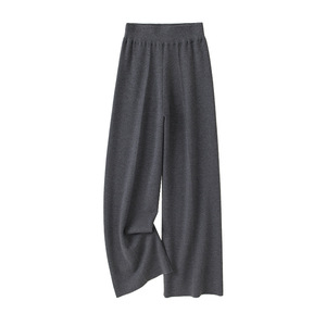 <span class=keywords><strong>Pantalon</strong></span> tricoté pour <span class=keywords><strong>femme</strong></span> en nylon/coton, maille fine 16 jauges, coupe droite décontractée, taille mi-haute, poches Crystal, jambe large - Product Image 4