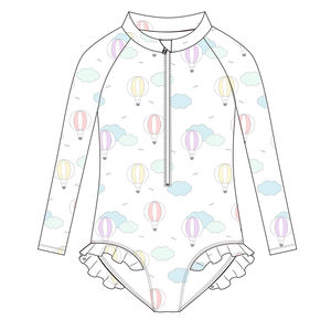 FIELD BALANCE, traje de baño de una pieza con cremallera personalizada para niños, ropa de playa de manga larga, traje de baño de moda para niñas preadolescentes - Product Image 4