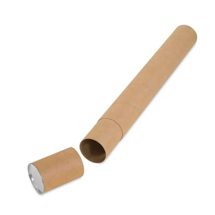 Custom print size 50cm long Kraft cardboard paper shipping tubes for posters with lids