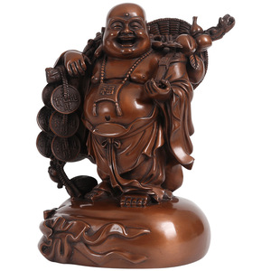 Figurine de Bouddha Maitreya en cuivre, moulée à la main avec des pièces d'or, pour la décoration de la maison et du salon - Product Image 4