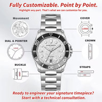 Montre de plongée professionnelle personnalisée avec logo, mouvement 8215, lunette en aluminium, cadran en pierre de météorite, 10 ATM, vente en gros
