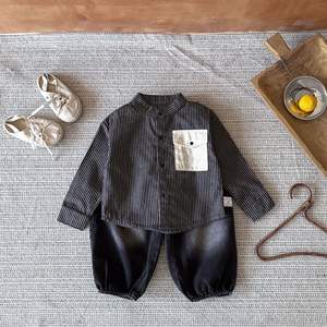 Automne enfants coton Blouse enfants à manches longues rayé chemise enfant en bas âge garçon vêtements mignons - Product Image 5