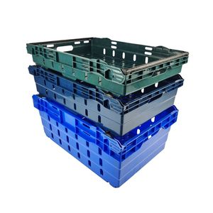 Bán buôn làm tổ lưu trữ rau mua sắm màu xanh trái cây màu đỏ Giỏ nhựa Crate với xử lý - Product Image 1