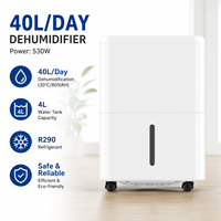 Déshumidificateur d'air électrique 40L intelligent à compresseur, contrôlé par application, écran tactile, avec tuyau de drainage et hygromètre, pour usage domestique, couverture de 1500 pieds carrés