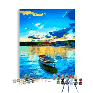 Paysage de plage Diy Art Set 40x50cm Peinture de paysage par numéros Toile pré-dessinée à peindre pour adultes - Product Image 1