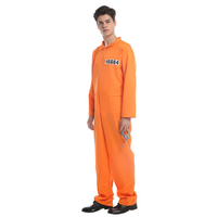 Costume de fête d'Halloween pour homme adulte, combinaison orange de détenu, costume de cosplay, uniforme, ensemble de combinaison de pompier