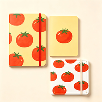 Carnet à couverture rigide personnalisé Kawaii A5 A6 motif tomate, journal mignon avec élastique carré pour cadeaux