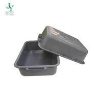 Bac de rangement en plastique robuste avec poignées latérales, boîte utilitaire grise durable pour le tri en entrepôt