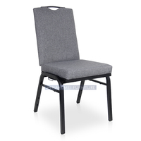 Chaise de banquet à dossier haut de style Hilton |   Siège rembourré gris |   Cadre en métal noir robuste pour hôtel/conférence