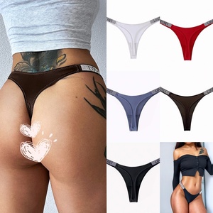 <span class=keywords><strong>Slip</strong></span> a Vita Bassa con Strass, Sexy, Tinta Unita, in Nylon, Intimo Femminile, Materiale Sottile Lavorato a Maglia con Logo in Vita - Product Image 2