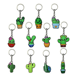 Soododo 2026 Factory Wholesale Cartoon Cactus Series Plastic Soft Rubber Keychain Accessories DIY Bag Pendant From China
