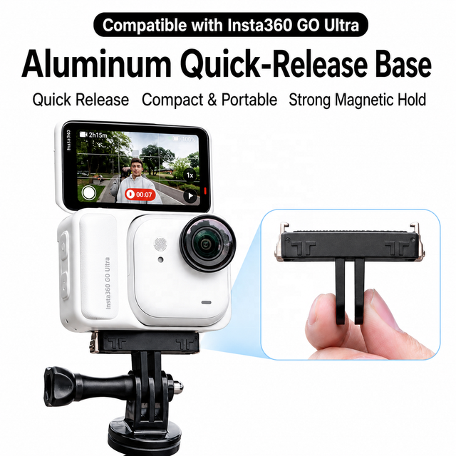 Insta360 GO Ultra Magnetic Quick Release Base Mount, Shockproof Action Camera Adapter for Tripod, Selfie Stick, Chest Strap