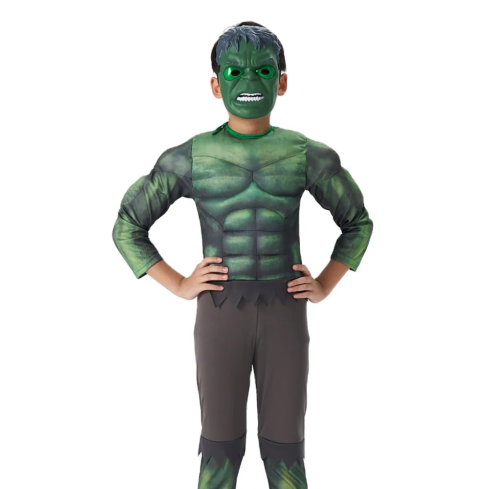 ชุดคอสเพลย์ฮัลค์สีเขียวสำหรับเด็กชุดคอสเพลย์ฮาโลวีนภาพยนตร์ยักษ์สีเขียวสำหรับเด็ก